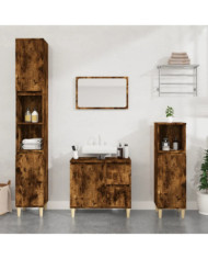 Ensemble d'armoires de salle de bain 3 pcs chêne fumé | Mobilier & Déco