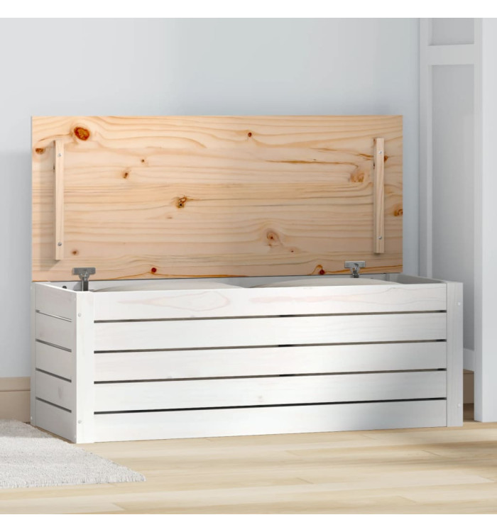 Boîte de rangement Blanc 89x36,5x33 cm Bois massif de pin | Mobilier & Déco