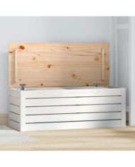 Boîte de rangement Blanc 89x36,5x33 cm Bois massif de pin | Mobilier & Déco
