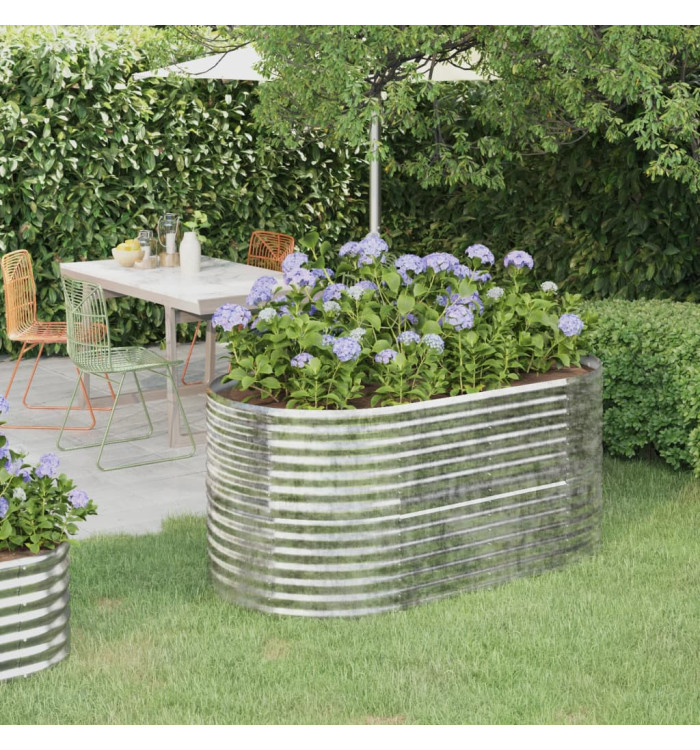 Lit surélevé de jardin Acier enduit de poudre Argenté | Mobilier & Déco
