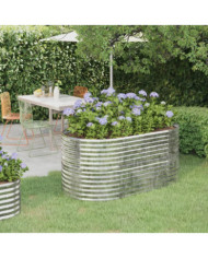 Lit surélevé de jardin Acier enduit de poudre Argenté | Mobilier & Déco