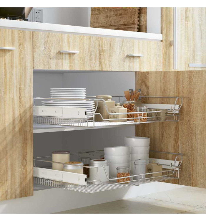Panier en treillis métallique 2 pcs 800 mm Argenté | Mobilier & Déco