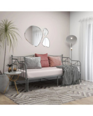 Cadre de canapé-lit extensible sans matelas gris métal 90x200cm | Mobilier & Déco