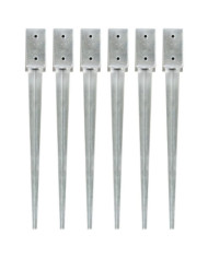 Piquets au sol 6 pcs Argenté 7x7x75 cm Acier galvanisé | Mobilier & Déco