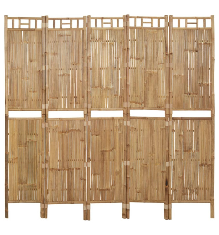 Cloison de séparation 5 panneaux Bambou 200x180 cm | Mobilier & Déco