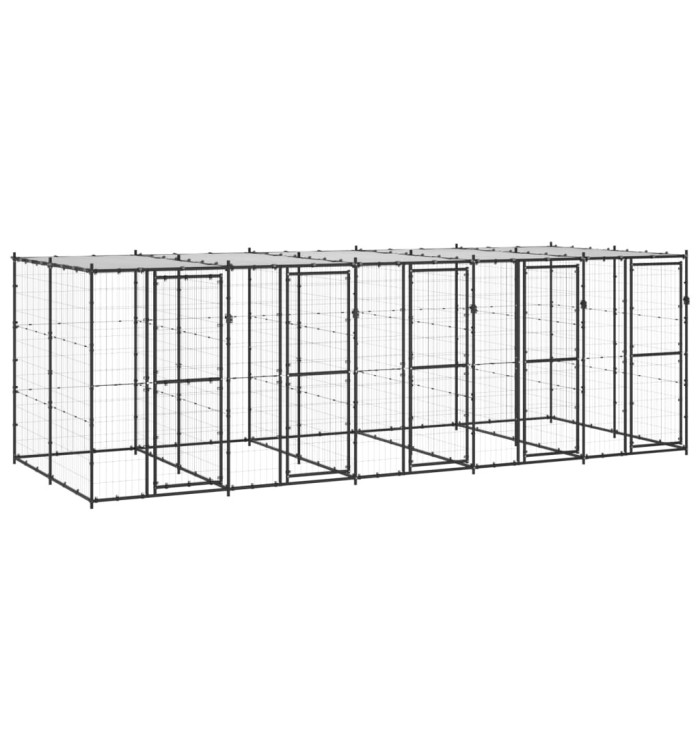 Chenil extérieur Acier avec toit 12,1 m² | Mobilier & Déco