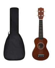 Jeu de ukulélé soprano avec sac pour enfants bois foncé 21" | Mobilier & Déco
