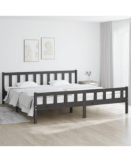 Cadre de lit sans matelas gris bois massif | Mobilier & Déco