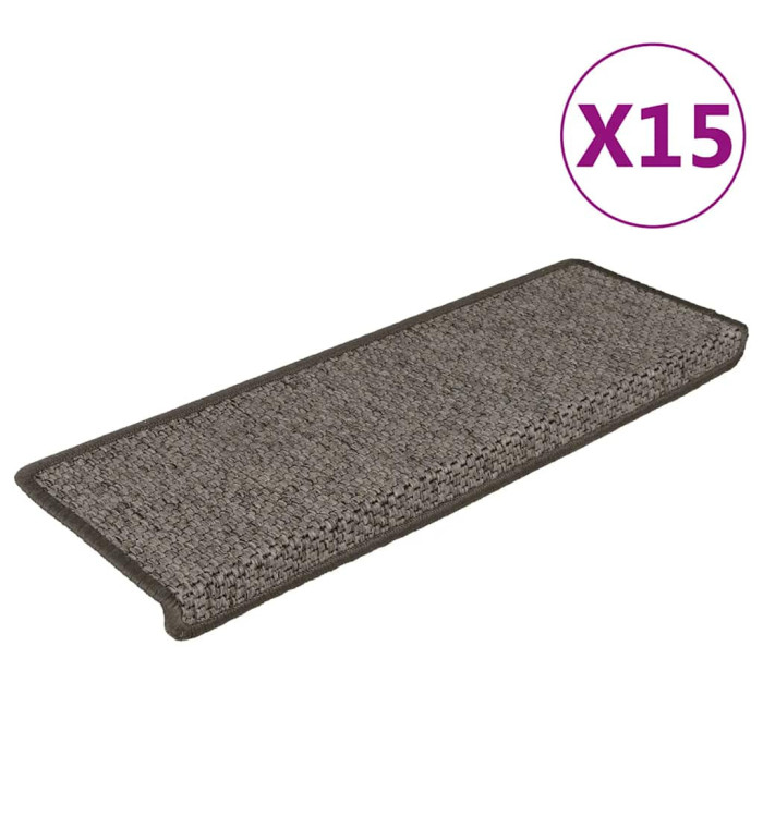 Tapis d'escalier autocollants 15 pcs 65x21x4 cm Gris et beige | Mobilier & Déco