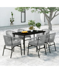 Ensemble à manger de jardin 7 pcs Gris | Mobilier & Déco