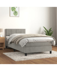 Sommier à lattes de lit et matelas Gris clair 100x200cm Velours | Mobilier & Déco