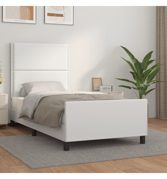 Cadre de lit sans matelas blanc 100x200 cm similicuir | Mobilier & Déco