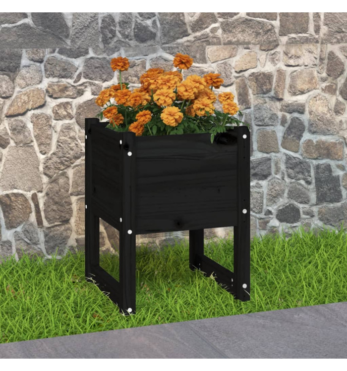 Jardinière Noir 40x40x52,5 cm Bois massif de pin | Mobilier & Déco