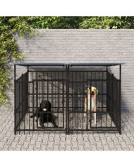 Chenil d'extérieur avec toit pour chiens Acier 3,75 m² | Mobilier & Déco