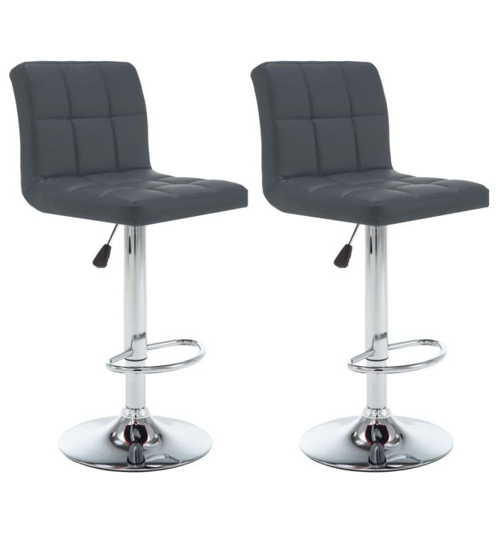 Tabourets de bar lot de 2 gris similicuir | Mobilier & Déco