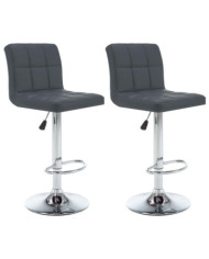 Tabourets de bar lot de 2 gris similicuir | Mobilier & Déco