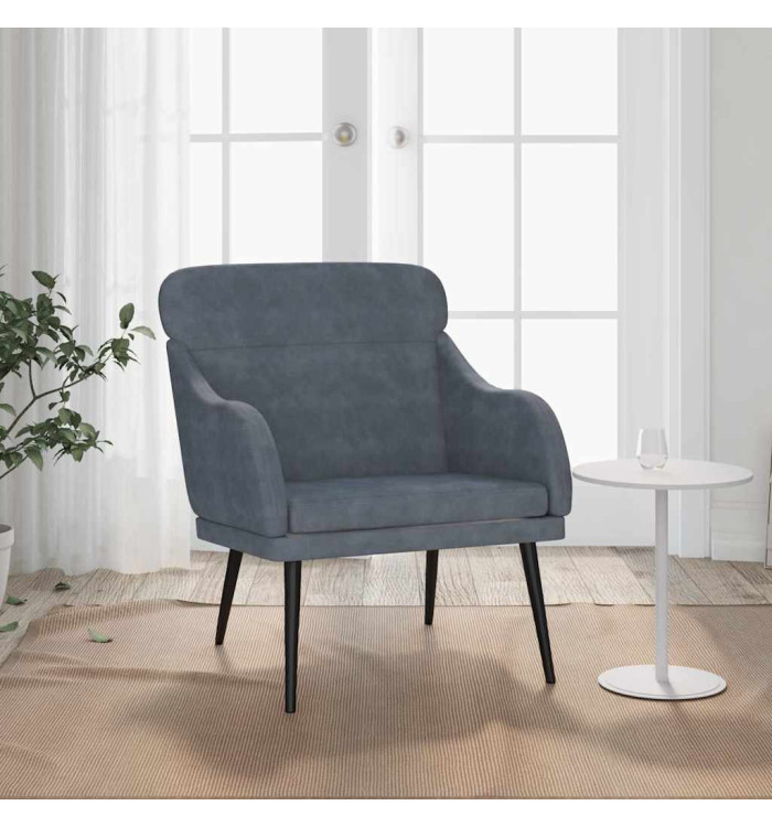 Fauteuil Gris foncé 63x76x80 cm Velours | Mobilier & Déco