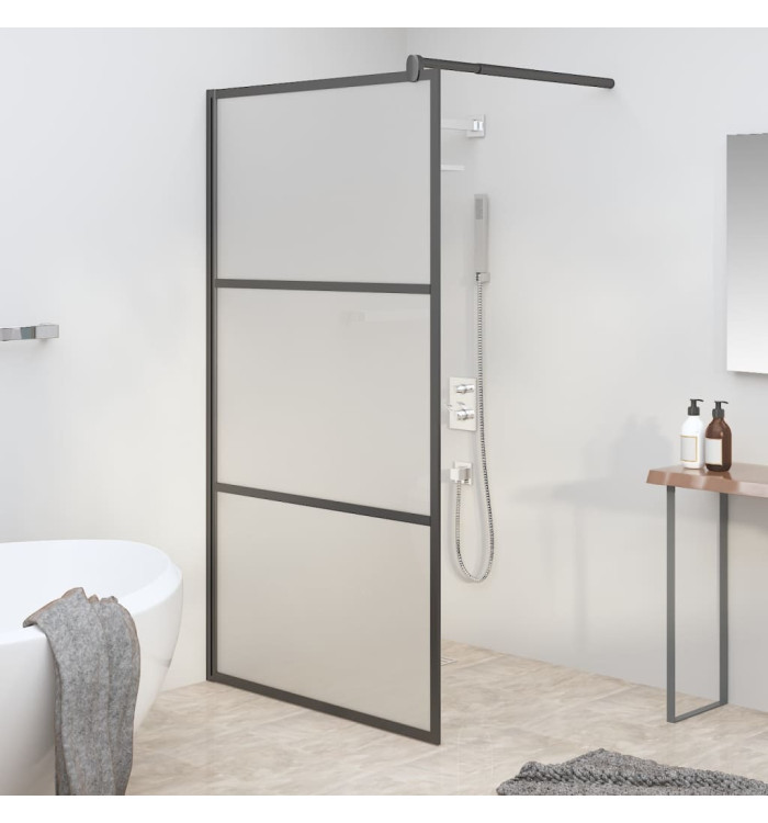 Paroi de douche 115x195 cm Verre ESG dépoli Noir | Mobilier & Déco