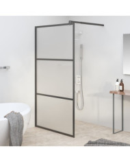 Paroi de douche 115x195 cm Verre ESG dépoli Noir | Mobilier & Déco