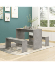 Ensemble à manger 3 pcs Gris béton Bois d'ingénierie | Mobilier & Déco