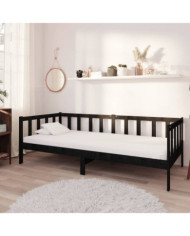 Lit de repos avec matelas 90x200 cm Noir Bois de pin massif | Mobilier & Déco