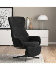 Chaise de relaxation avec repose-pied Noir Velours | Mobilier & Déco
