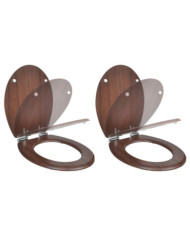 Sièges de toilette avec couvercles 2 pcs MDF Marron | Mobilier & Déco