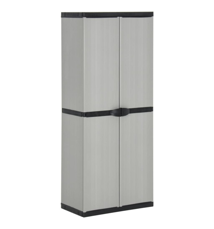 Armoire de rangement de jardin 3 étagères Gris/noir 68x40x168cm | Mobilier & Déco