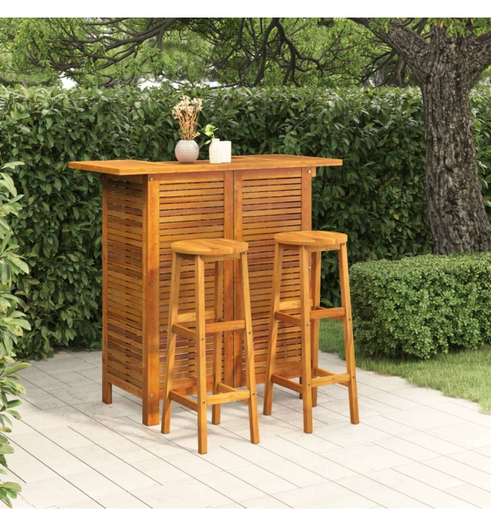 Ensemble de bar de jardin 3 pcs Bois d'acacia solide | Mobilier & Déco