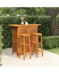 Ensemble de bar de jardin 3 pcs Bois d'acacia solide | Mobilier & Déco
