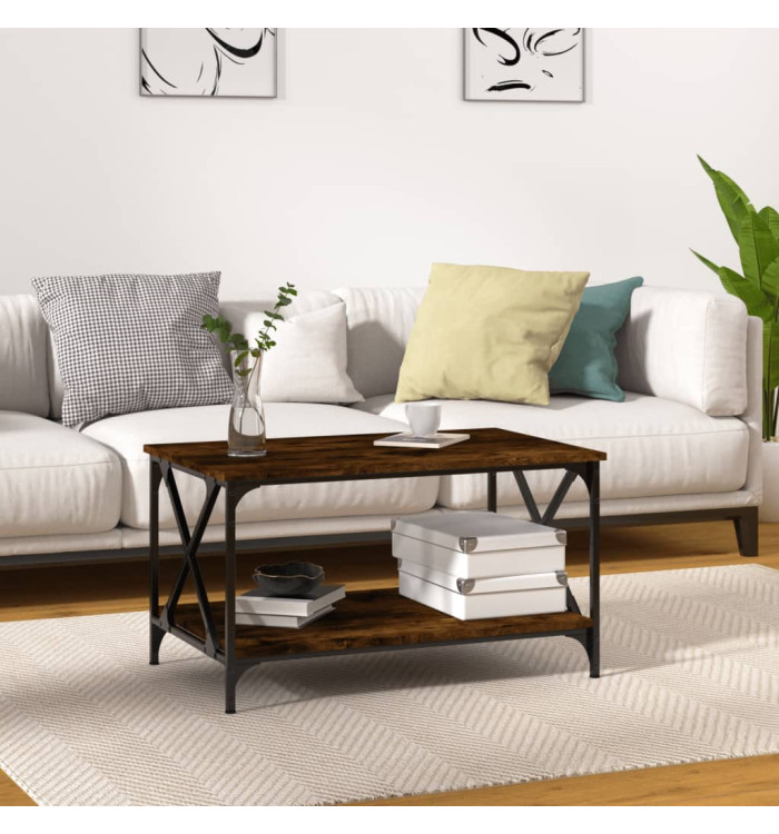 Table basse Chêne fumé 80x50x45 cm Bois d'ingénierie et fer | Mobilier & Déco