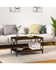 Table basse Chêne fumé 80x50x45 cm Bois d'ingénierie et fer | Mobilier & Déco