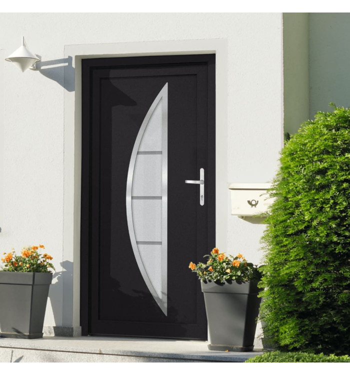 Porte d'entrée anthracite 98x190 cm PVC | Mobilier & Déco