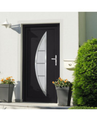 Porte d'entrée anthracite 98x190 cm PVC | Mobilier & Déco