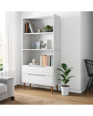 Bibliothèque MOLDE Blanc 85x35x170,5 cm Bois massif de pin | Mobilier & Déco