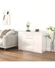 Buffet Blanc brillant 91x29,5x65 cm Bois d'ingénierie | Mobilier & Déco