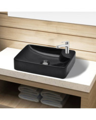 Vasque à trou pour robinet céramique Noir pour salle de bain | Mobilier & Déco