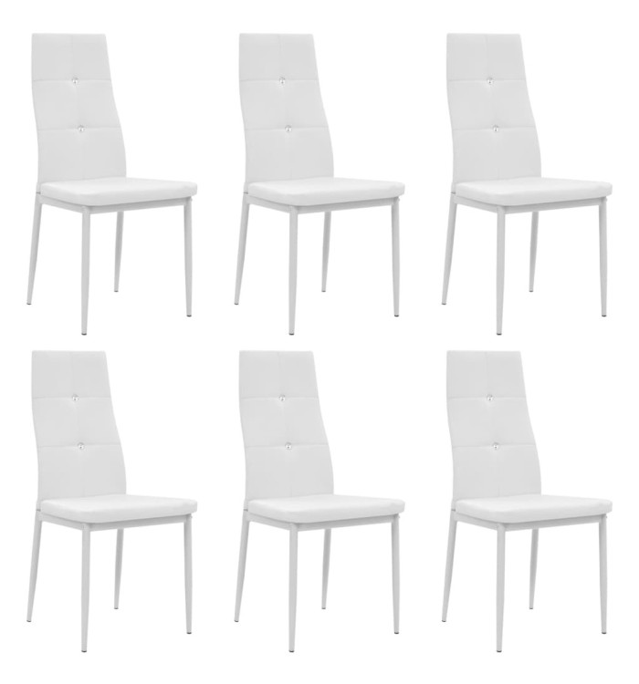 Chaises à manger lot de 6 blanc similicuir | Mobilier & Déco