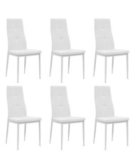 Chaises à manger lot de 6 blanc similicuir | Mobilier & Déco