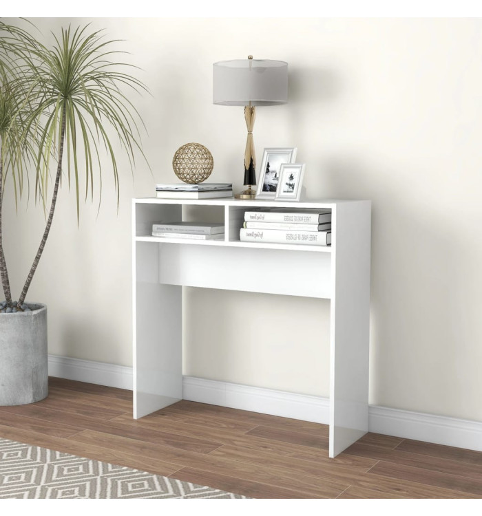 Table console Blanc brillant 78x30x80 cm Aggloméré | Mobilier & Déco