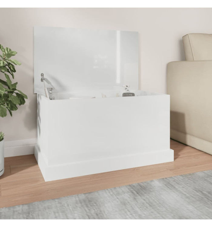 Boîte de rangement blanc brillant 70x40x38 cm bois d'ingénierie | Mobilier & Déco