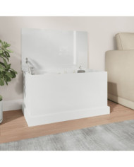 Boîte de rangement blanc brillant 70x40x38 cm bois d'ingénierie | Mobilier & Déco