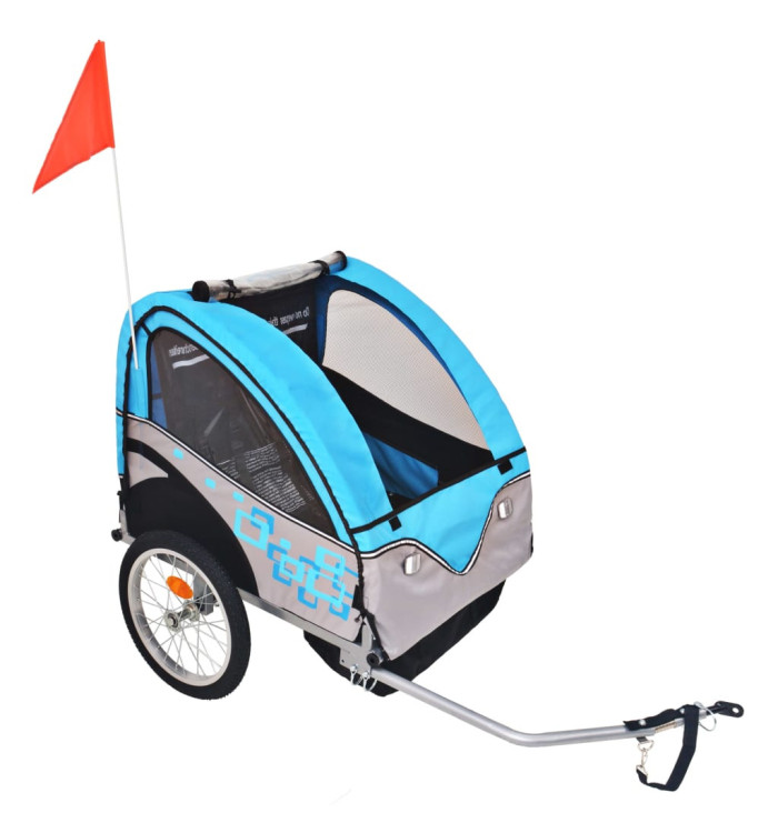 Remorque de vélo gris et bleu 30 kg | Mobilier & Déco