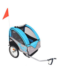 Remorque de vélo gris et bleu 30 kg | Mobilier & Déco