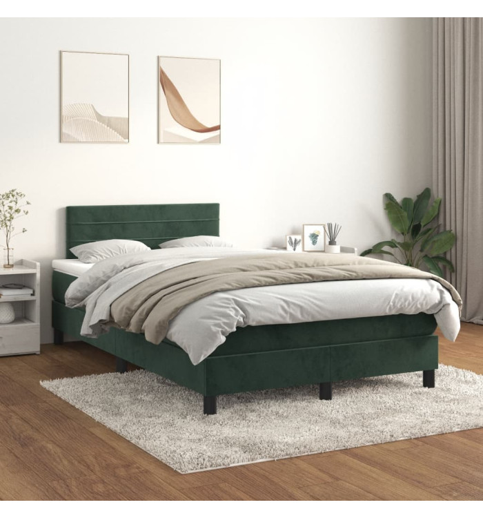 Sommier à lattes de lit et matelas Vert foncé 120x200cm Velours | Mobilier & Déco