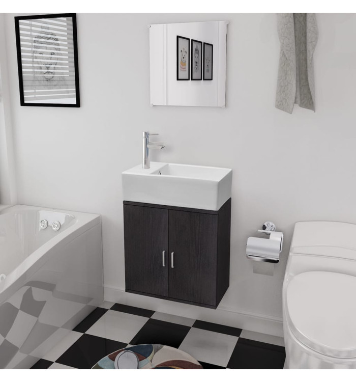 Meubles de salle de bains trois pièces Noir | Mobilier & Déco