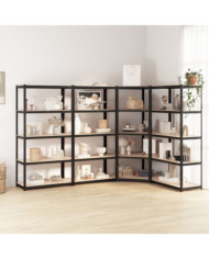 Étagères à 5 niveaux 4pcs Anthracite Acier et bois d'ingénierie | Mobilier & Déco