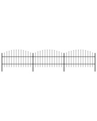 Clôture de jardin à dessus en lance Acier (0,75-1)x5,1 m Noir | Mobilier & Déco