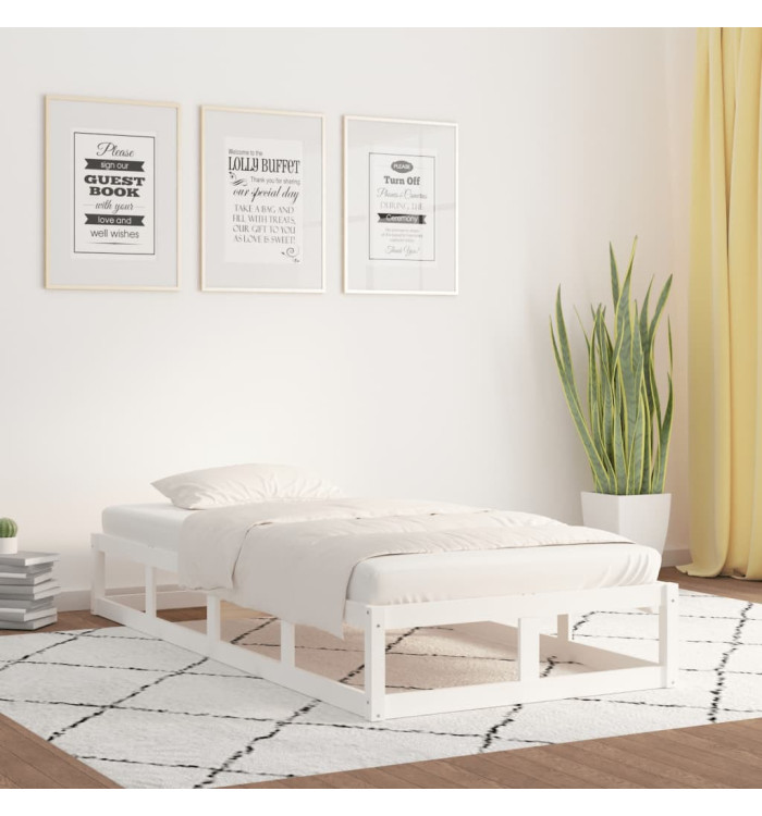 Cadre de lit sans matelas blanc 100x200 cm bois massif | Mobilier & Déco