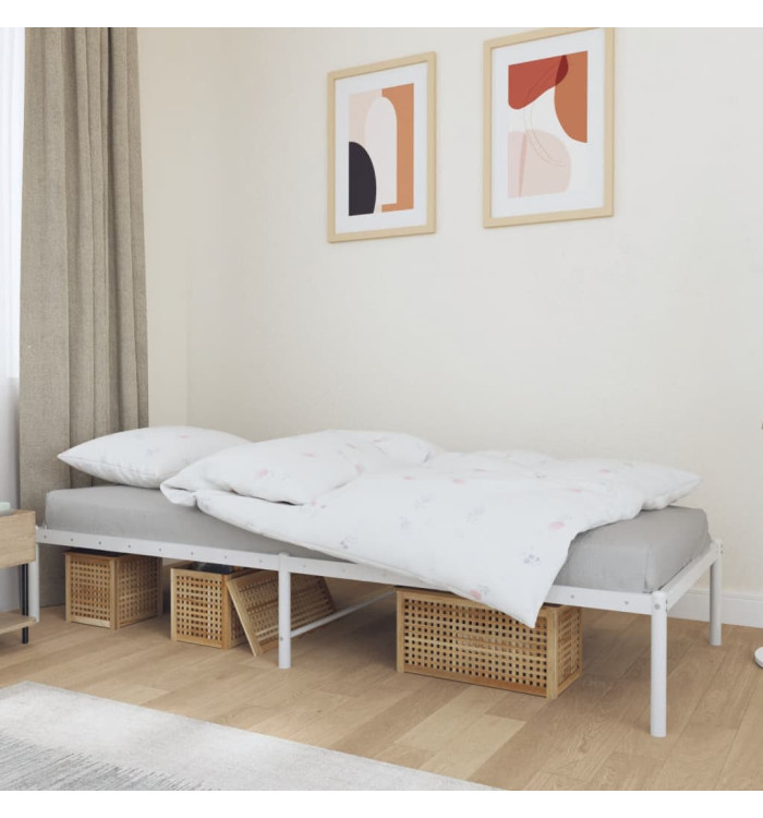 Cadre de lit métal sans matelas blanc 75x190 cm | Mobilier & Déco